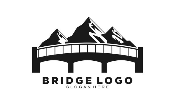 Bridge and mountain vector logo