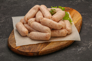 Raw natural chicken baby sausages