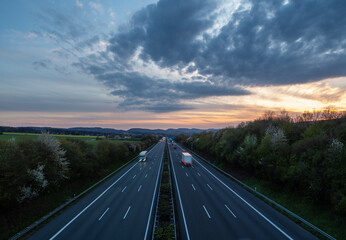Fototapeta premium Night traffic on the highway in Germany