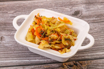 Spicy pickled cabbage with carrot