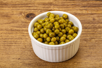 Marinated green pea in the bowl