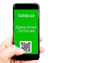 Digital Green Certificate in mobile phone for travel