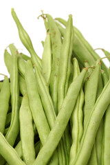 Green kidney bean on white background