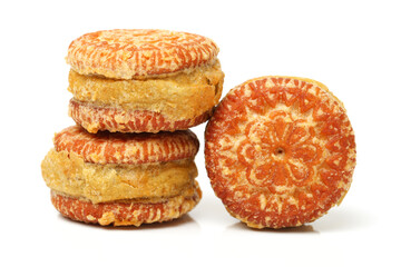 Sandwich biscuits on a white background 