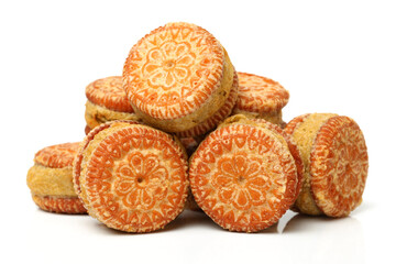 Sandwich biscuits on a white background 