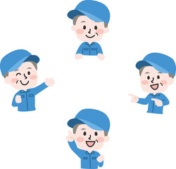 二頭身_上下左右ポイント作業員シニア男性