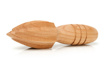 wooden juicer on white background 