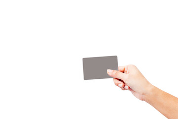 Hand of young women card showing on white background with clipping paths