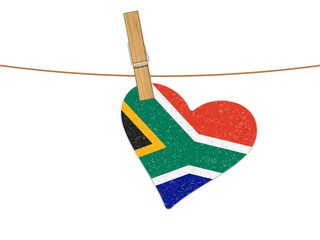 Heart South Africa flag on clothesline
