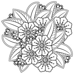 Mehndi flower decorative ornament in ethnic oriental style. doodle ornament. outline hand draw illustration. coloring book page.