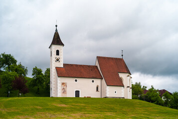 Fototapeta premium Filialkirche Eisenreichdornach Early Gothic Roman Catholic Church in Amstetten, in the Mostviertel Region of Lower Austria