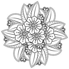 Mehndi flower decorative ornament in ethnic oriental style. doodle ornament. outline hand draw illustration. coloring book page.
