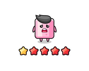 the illustration of customer bad rating, marshmallow cute character with 1 star