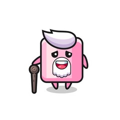 cute marshmallow grandpa is holding a stick