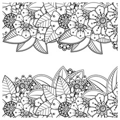 Mehndi flower decorative ornament in ethnic oriental style. doodle ornament. outline hand draw illustration. coloring book page.