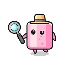 marshmallow detective character is analyzing a case