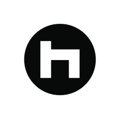 Small h letter on black round. h logo vector. H company initial letters monogram.