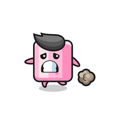 illustration of the marshmallow running in fear