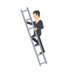 Businessman climbs the stairs. Career achievement, vector illustration