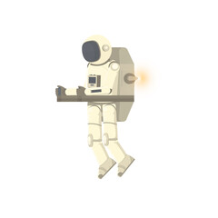 Astronaut with a jetpack. Spaceman space mission, vector illustration
