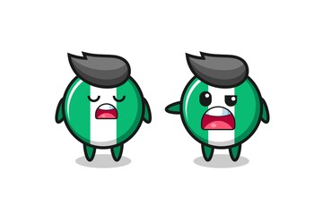 illustration of the argue between two cute nigeria flag badge characters