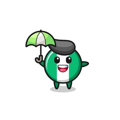 cute nigeria flag badge illustration holding an umbrella