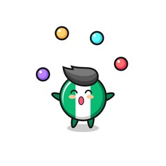 the nigeria flag badge circus cartoon juggling a ball