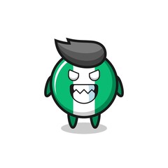 evil expression of the nigeria flag badge cute mascot character