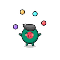 the bangladesh flag badge circus cartoon juggling a ball