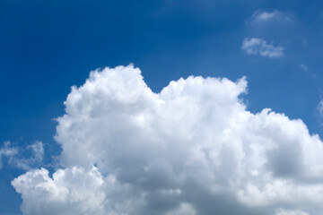 Naklejka na ściany i meble Blue sky with beautiful natural white raining clouds
