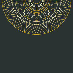 Mandala Half Ornament Luxury Design Gold Mandala on Black Background