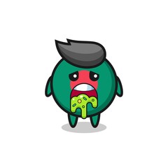 the cute bangladesh flag badge character with puke
