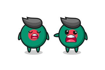 illustration of the argue between two cute bangladesh flag badge characters