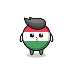 the bored expression of cute hungary flag badge characters