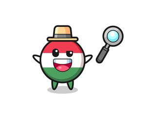illustration of the hungary flag badge mascot as a detective who manages to solve a case