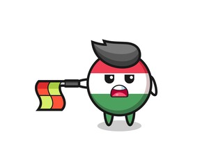 hungary flag badge character as line judge hold the flag straight horizontally