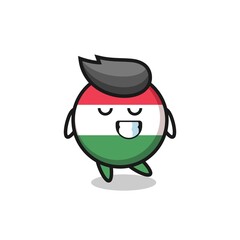 hungary flag badge cartoon illustration with a shy expression