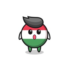 the amazed expression of the hungary flag badge cartoon