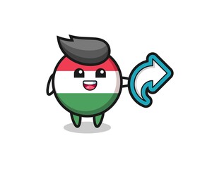 cute hungary flag badge hold social media share symbol