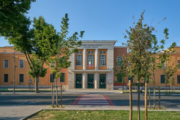 Technical school in Latina city, a building of the '30s in a fascist architectural style, Italy