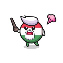 cute hungary flag badge grandpa is getting angry