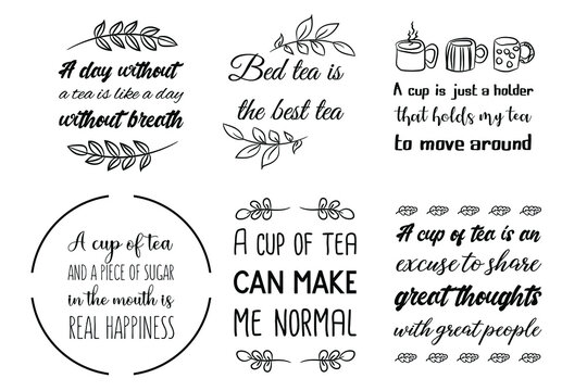 Set of vector quotes about tea