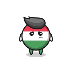 the lazy gesture of hungary flag badge cartoon character