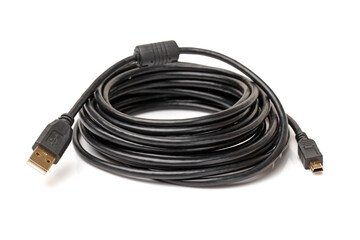 tech cable with plug isolated on a white background