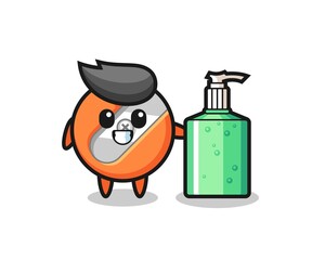 cute pencil sharpener cartoon with hand sanitizer