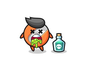 illustration of an pencil sharpener character vomiting due to poisoning