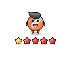 the illustration of customer bad rating, pencil sharpener cute character with 1 star