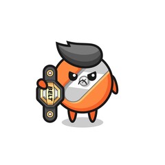 Obraz premium pencil sharpener mascot character as a MMA fighter with the champion belt