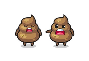Fototapeta premium illustration of the argue between two cute poop characters
