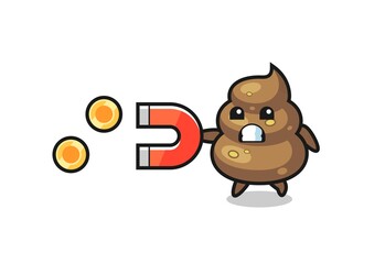 the character of poop hold a magnet to catch the gold coins